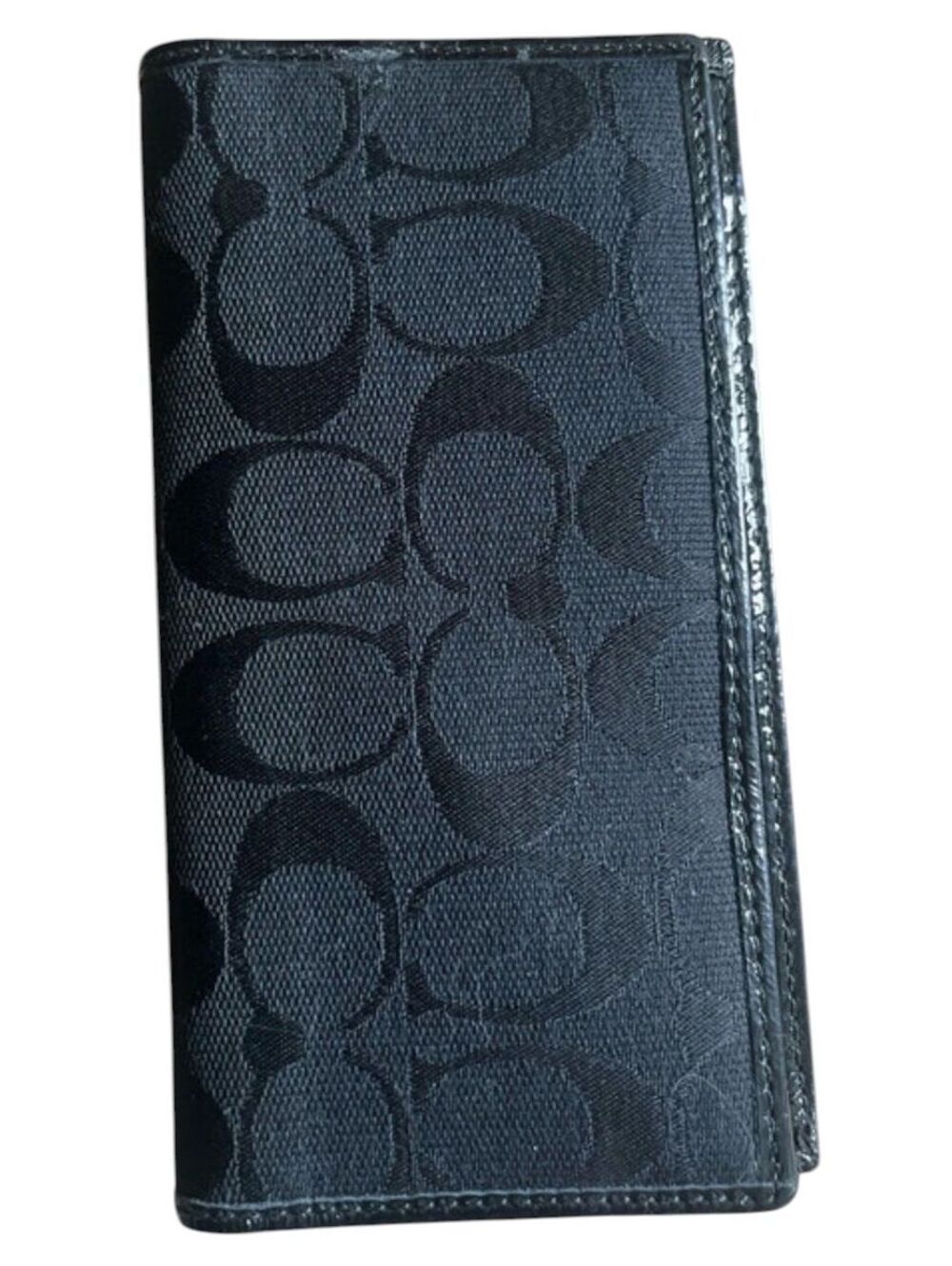 C3. Vintage Coach black leather long bifold checkbook wallet